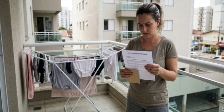 Mulher passa a secar roupas na varanda depois que a máquina quebra e recebe advertência porque a convenção do condomínio proíbe peças visíveis na fachada do edifício