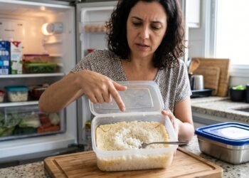 O arroz que eu guardava na geladeira ficava seco nas bordas e úmido no meio: o recipiente fazia mais diferença do que eu imaginava