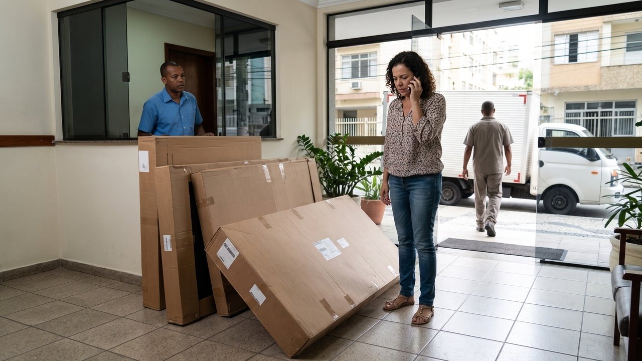 Cliente compra cama king size por R$ 6.300 após vendedor garantir que o produto caberia no elevador, mas transportadores não conseguem subir o móvel; loja cobra novo frete e taxa para realizar a troca