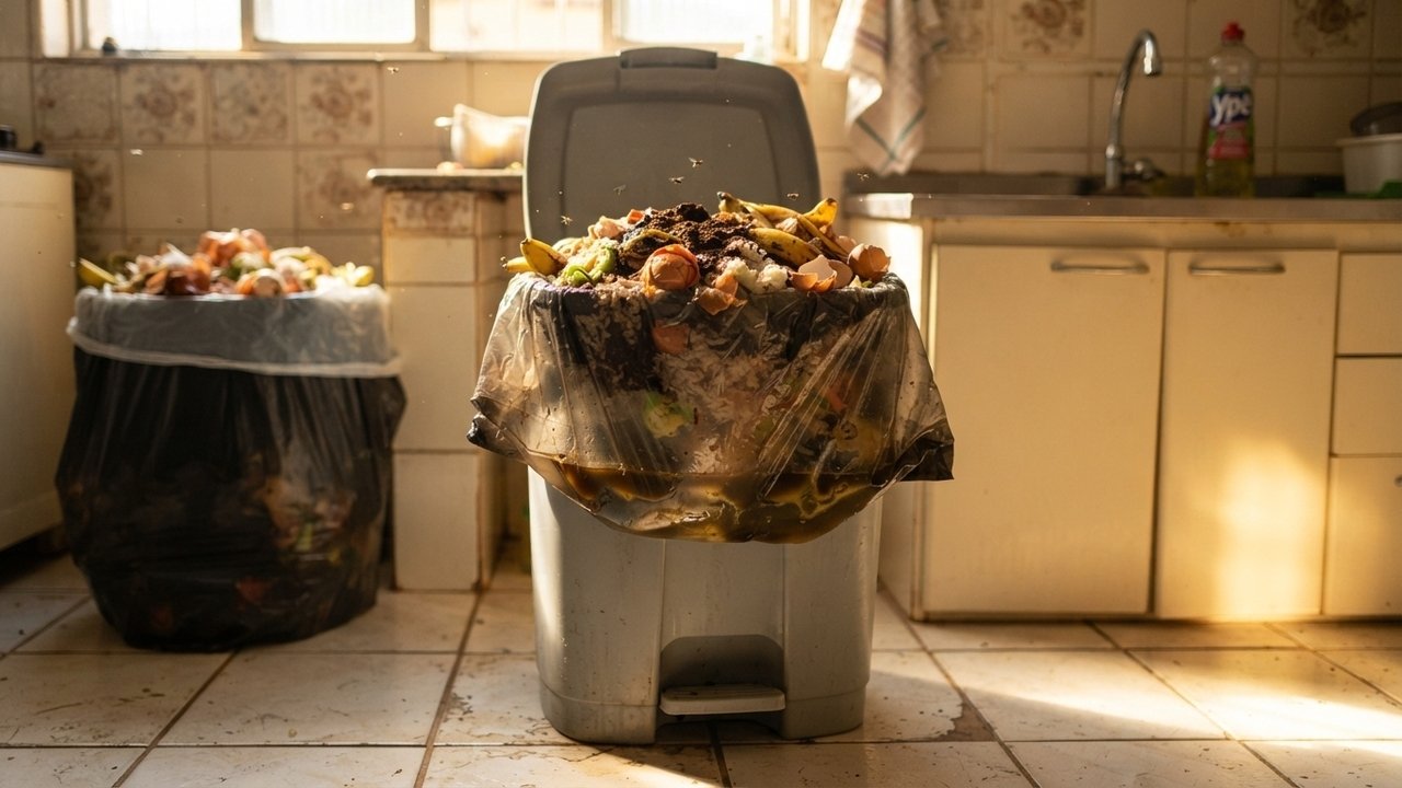 mau cheiro no lixo da cozinha