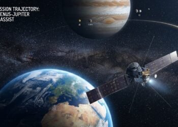 Lua, Terra e Vênus ajudam a sonda Juice a se preparar para a viagem até Júpiter, e cientistas da ESA explicam por que essa manobra é crucial