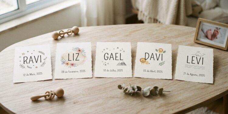 Ravi, Liz, Gael, Davi e Levi ganham espaço entre os nomes curtos mais escolhidos no Brasil