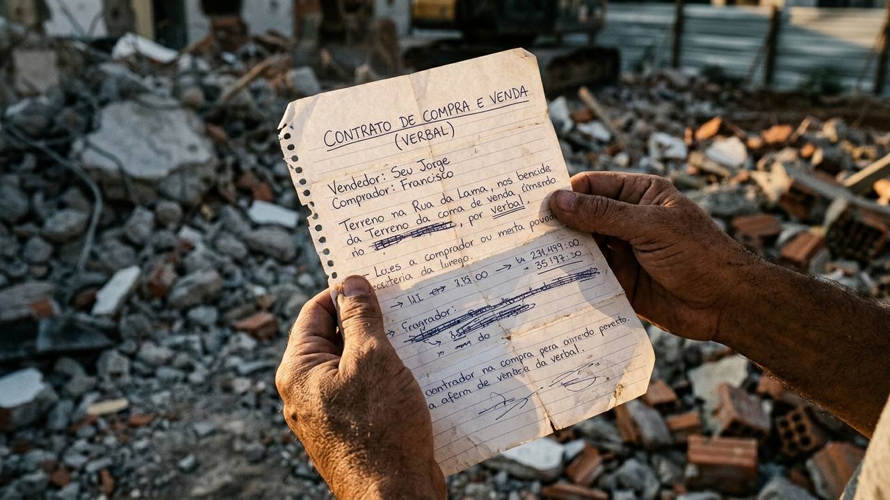 Homem gasta R$ 80 mil em terreno com contrato de boca, prefeitura demole a casa em área de manancial e comprador perde todo o investimento