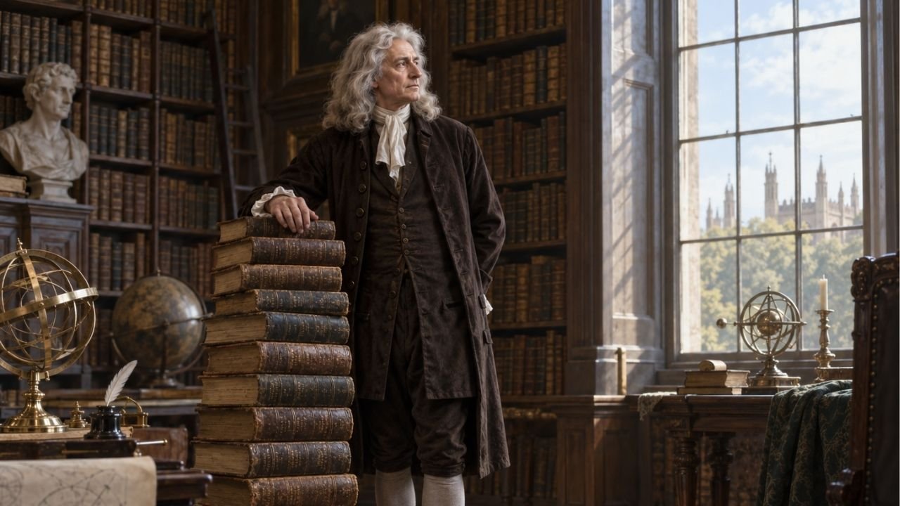 Isaac Newton e a Revolução Científica, em reflexão sobre o conhecimento coletivo: "Se vi mais longe, foi por estar sobre os ombros de gigantes."