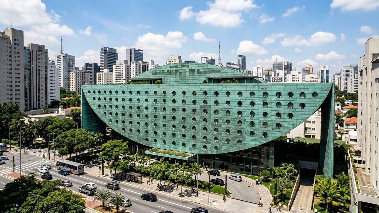 Com fachada de 100 metros em formato de barco invertido e concreto aparente, o Hotel Unique é um marco da arquitetura em São Paulo
