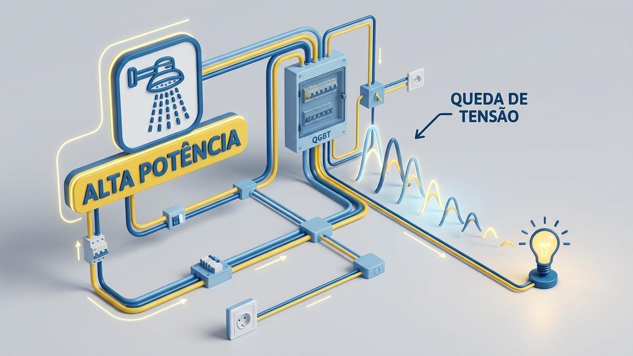 luz piscar ao ligar o chuveiro