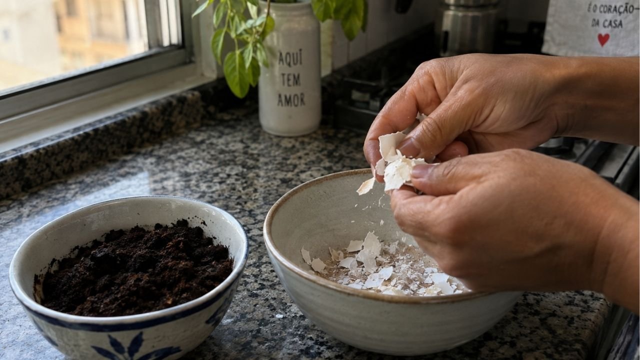 Misturar borra de café com casca de ovo triturada na terra: para que serve e quando essa técnica é recomendada