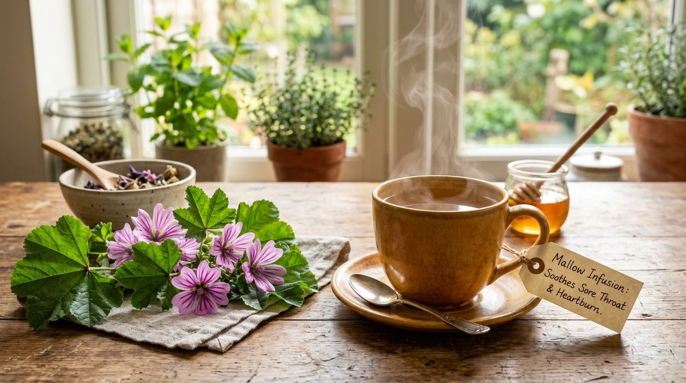 Malva ganha espaço entre as plantas usadas tradicionalmente para acalmar garganta irritada e desconfortos digestivos