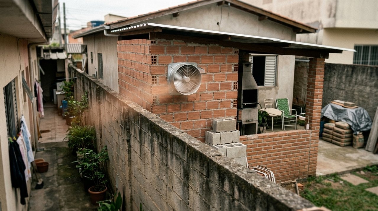 Proprietário constrói churrasqueira coberta no fundo do quintal e direciona chaminé para imóvel ao lado; fumaça passa a entrar pelas janelas e conflito entre vizinhos termina em pedido para alterar a obra