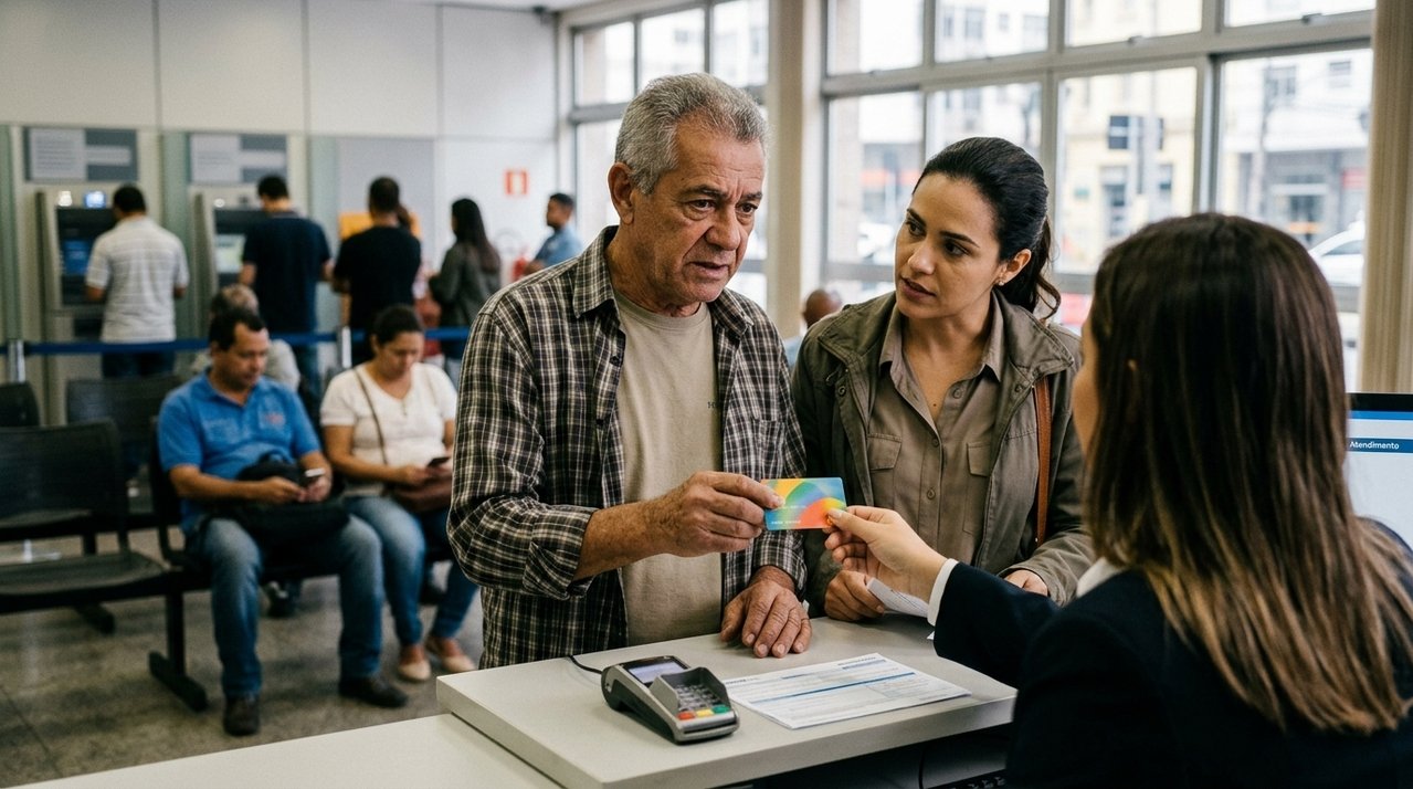Cliente espera mais de uma hora em agência bancária para desbloquear cartão, mas é informado no guichê que atendimento só poderia ser feito pelo aplicativo e registra reclamação no Procon