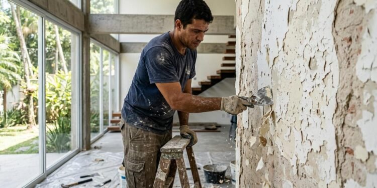 Nesses casos, aplicar uma nova camada de tinta sem corrigir a entrada de água tende apenas a esconder temporariamente o problema.