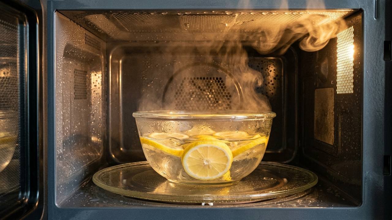 Adeus, micro-ondas fedendo a comida do dia anterior: o método do vapor cítrico que neutraliza gorduras e odores fortes em poucos minutos