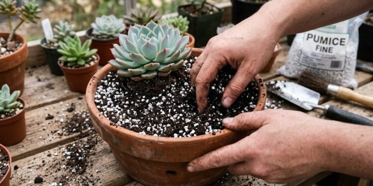 A pedra-pomes é uma rocha vulcânica leve e bastante porosa, característica que explica seu uso na jardinagem.