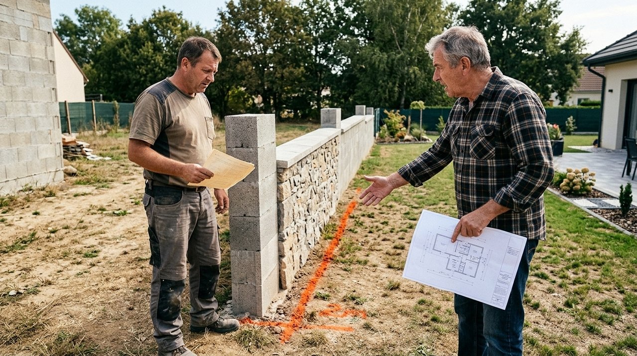 Morador constrói muro depois de medir o terreno com documento antigo e, meses depois, nova medição aponta que parte da estrutura avançou quase dois metros sobre o lote vizinho