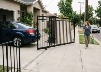Morador instala portão eletrônico que abre para fora e estrutura invade a calçada sempre que carro entra na garagem; vizinho reclama de risco para pedestres e prefeitura pode exigir adequação