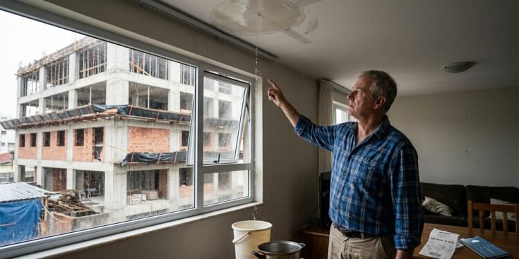 Morador reforma telhado após infiltrações, gasta R$ 40 mil e percebe na chuva seguinte que a água continua entrando porque o problema vinha da construção vizinha