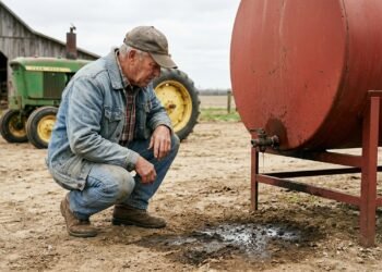 Morador rural compra tanque de combustível para abastecer tratores dentro da fazenda, mas pequeno vazamento só é percebido depois que solo ao redor começa a apresentar forte odor