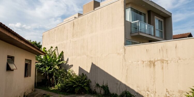 Proprietário ergue muro de 4,5 metros