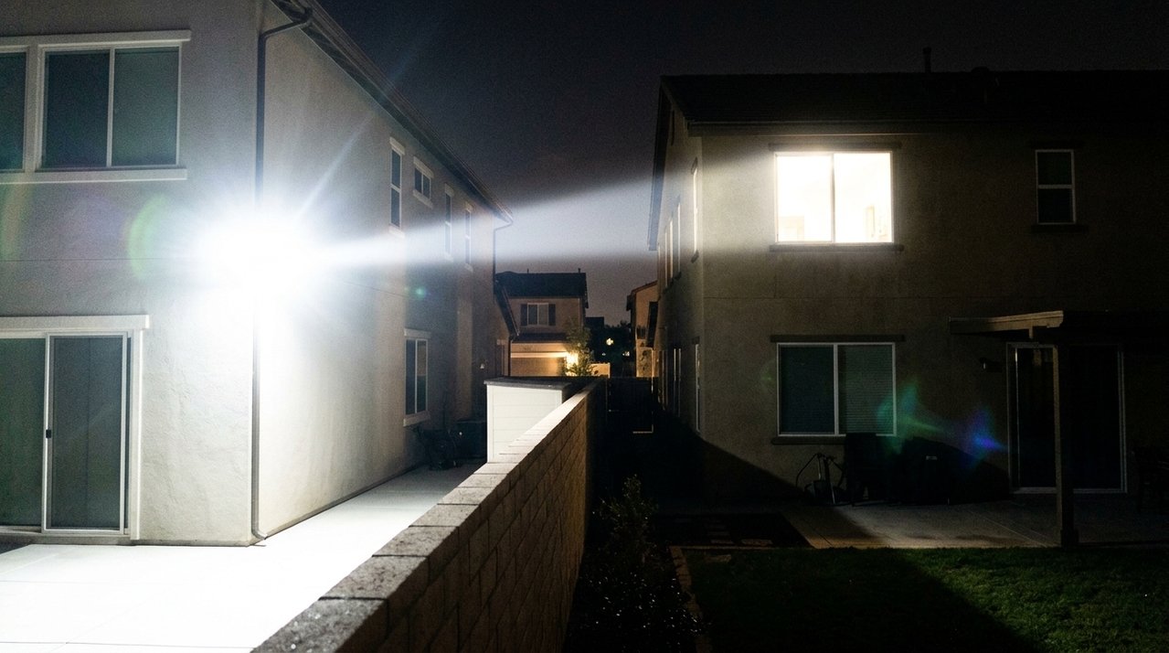 Vizinho instala refletor voltado para casa ao lado e luz começa a entrar nos quartos durante toda a noite
