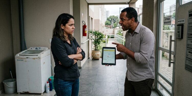 Ao verificar que a entrega constava como concluída com assinatura de terceiros, o morador iniciou buscas internas até localizar sua máquina no apartamento de Mariana.