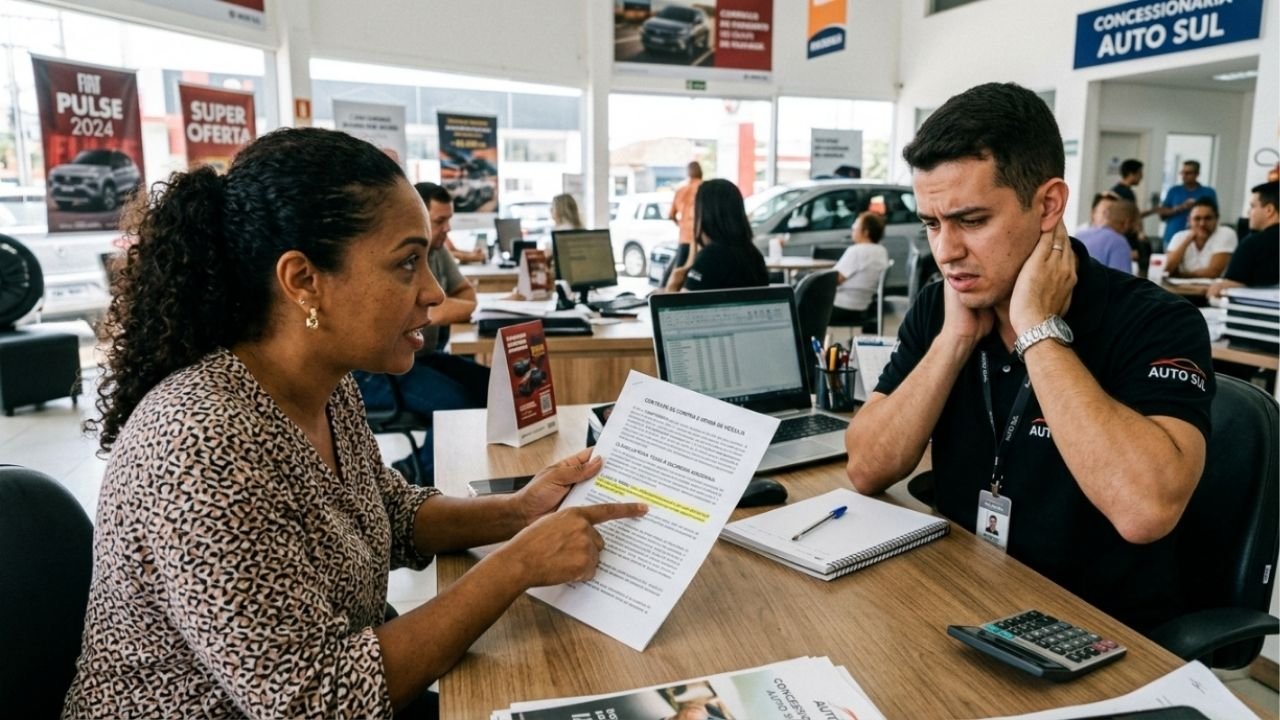 Cliente compra carro seminovo em concessionária, o motor funde 45 dias após a entrega e a loja se recusa a pagar o conserto alegando que a garantia era apenas para o câmbio; o Procon intervém e esclarece que o Código de Defesa do Consumidor garante cobertura integral por 90 dias