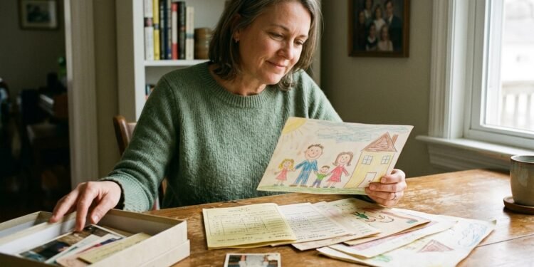 A psicologia diz que os pais que guardam boletins antigos e desenhos da infância podem estar preservando uma parte de sua própria história de vida, não apenas lembranças