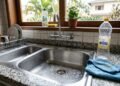 Moradora percebe que a pia de inox fica cheia de marcas depois que as gotas de água secam, passa a usar vinagre na limpeza e descobre que aquilo que parecia gordura era resíduo deixado pela própria água