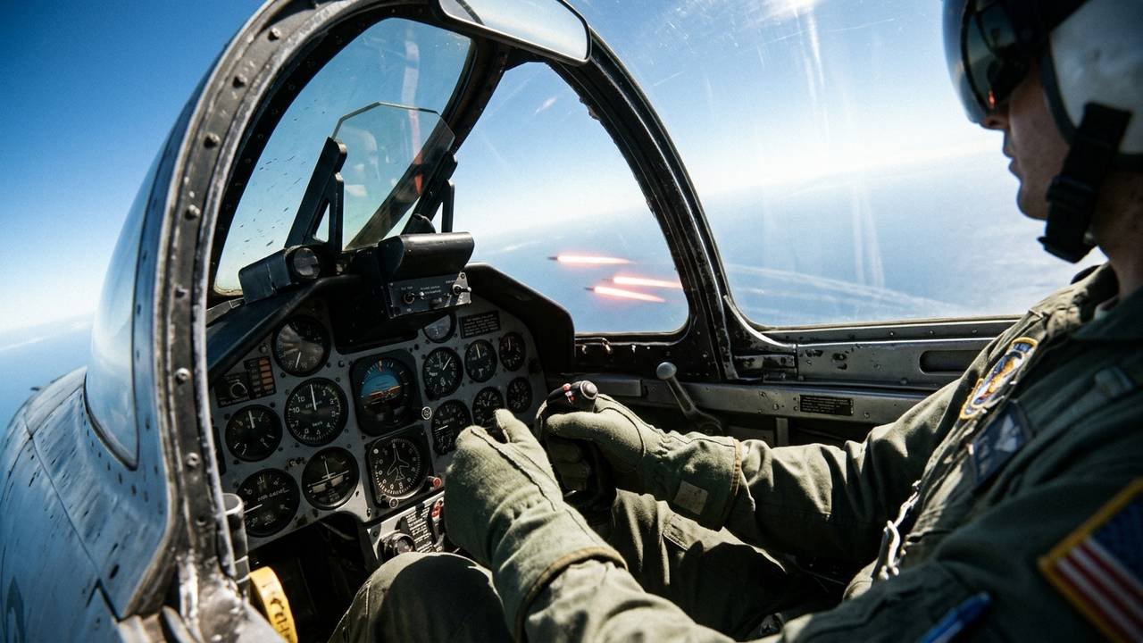O bizarro acidente aéreo de 1956 em que um piloto de caça supersônico atirou e acabou atingindo o próprio avião em pleno voo