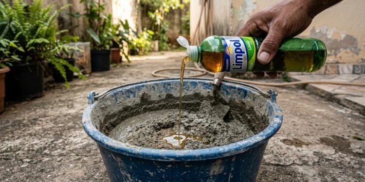 detergente no concreto