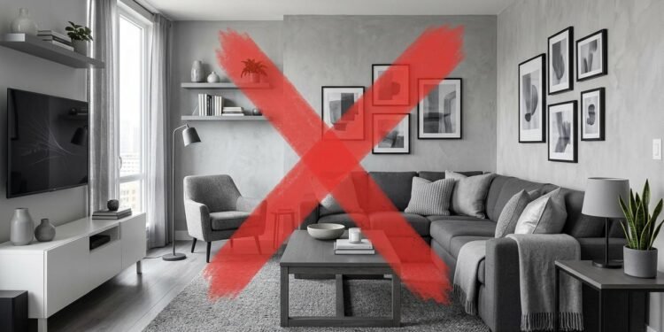 O cinza não desapareceu da decoração, mas as versões azuladas e muito frias deixaram de ocupar o centro das tendências.