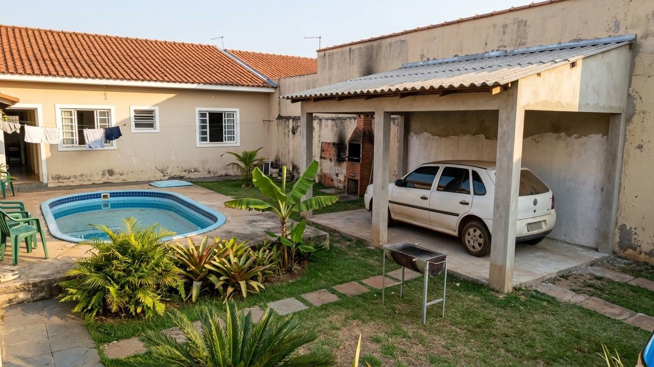Proprietário aluga casa com piscina e jardim, retorna três anos depois e descobre que inquilino derrubou churrasqueira e construiu garagem no lugar sem pedir autorização