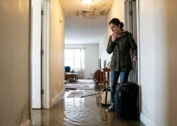 Moradora retorna de viagem e encontra apartamento alagado depois que obra no andar de cima rompeu tubulação enquanto ninguém estava em casa
