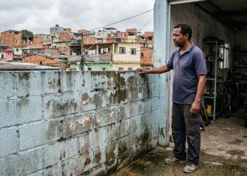 Família cobre todo o quintal para construir área gourmet e reduz absorção da água da chuva; garagem da casa ao lado passa a alagar em temporais