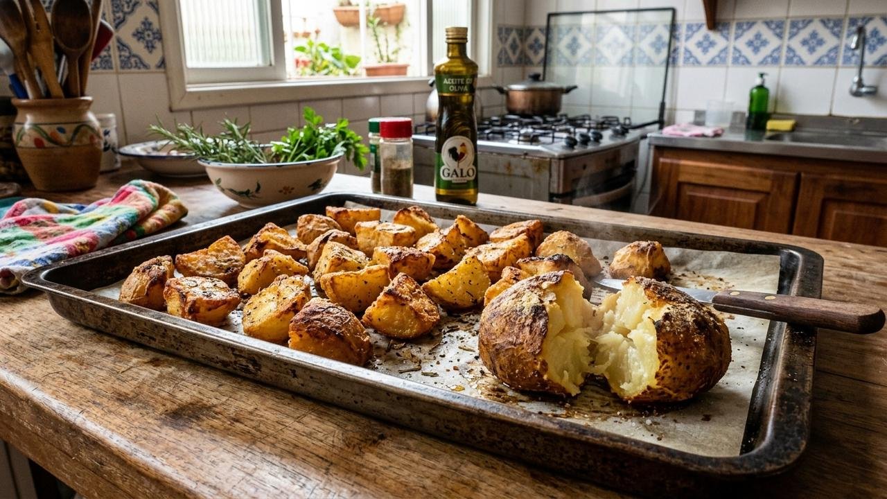 Os cozinheiros concordam: “Para obter batatas assadas douradas, não adicione mais óleo, mas sim 2 colheres de sopa de amido de milho.”