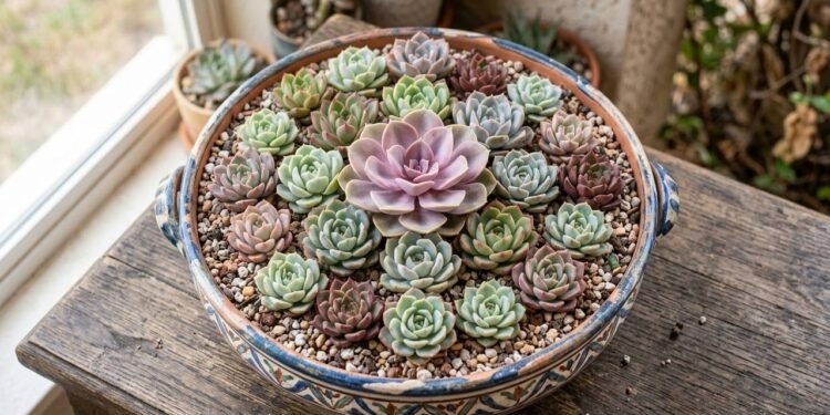 Rosa-de-pedra em formato de mandala: o segredo de rega e drenagem do solo para manter a suculenta perfeita sem apodrecer as folhas