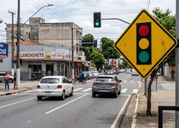 O que significa a placa com um semáforo desenhado?