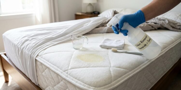 Uma referência prática é misturar partes iguais de água fria e água oxigenada e acrescentar apenas duas ou três gotas de detergente líquido transparente.