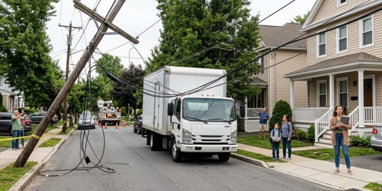 Caminhão derruba cabos ao passar por rua residencial e moradores ficam sem internet e telefone justamente durante dia de trabalho remoto e aulas online
