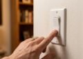 Por que o interruptor às vezes faz um pequeno estalo quando a luz é ligada? O som acontece em uma fração de segundo dentro da peça
