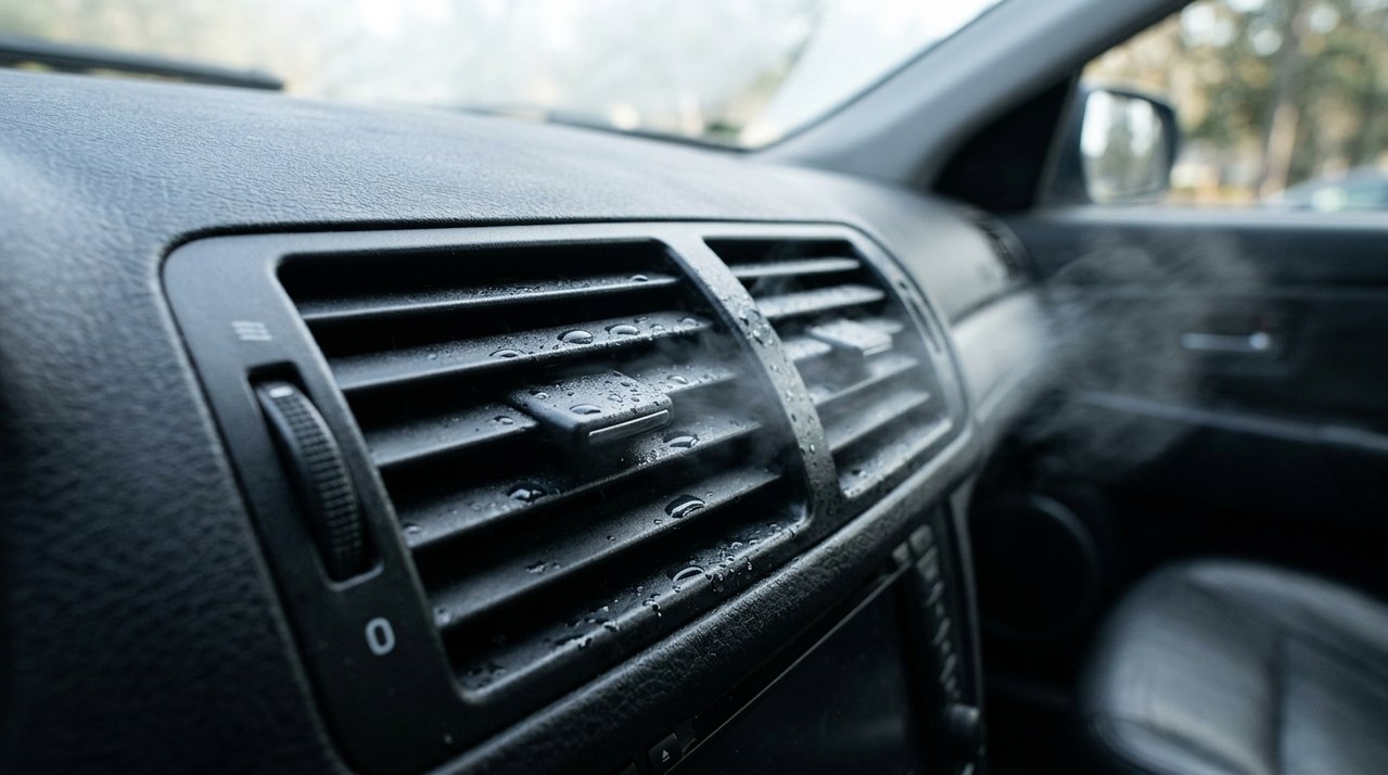 Meu carro começou a ficar com um cheiro azedo nos primeiros minutos depois de ligar o ar-condicionado: o odor desaparecia, mas a causa continuava lá
