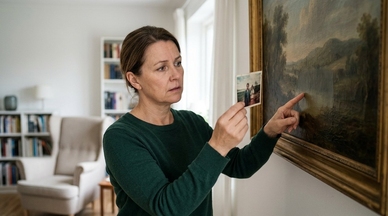 Mulher entrega quadro antigo herdado dos avós para restauração e recebe a obra meses depois com partes da pintura original refeitas, sem que o procedimento tivesse sido combinado