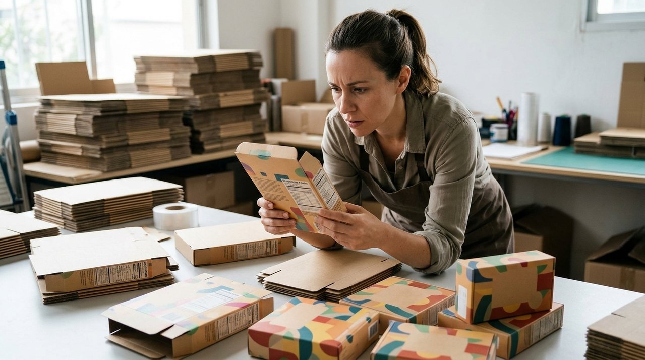 Dona de confeitaria encomenda centenas de embalagens personalizadas para uma data comemorativa e recebe todo o lote com informação nutricional de outro produto impressa nas caixas
