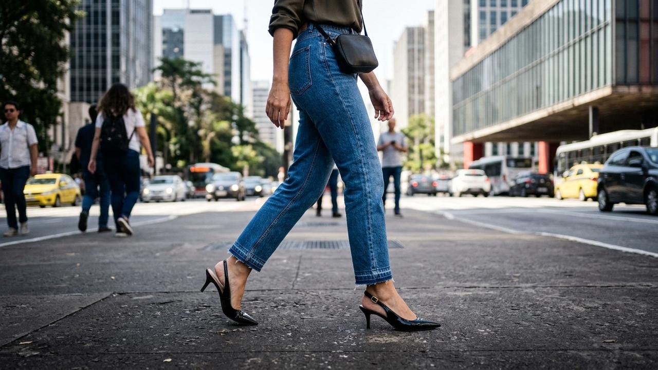 kitten heel com calça