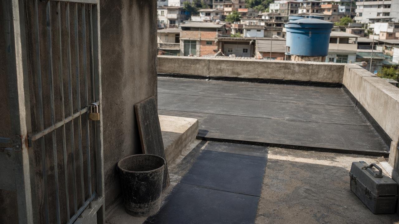 Proteção da laje e organização do trajeto reduzem conflitos entre vizinhos.