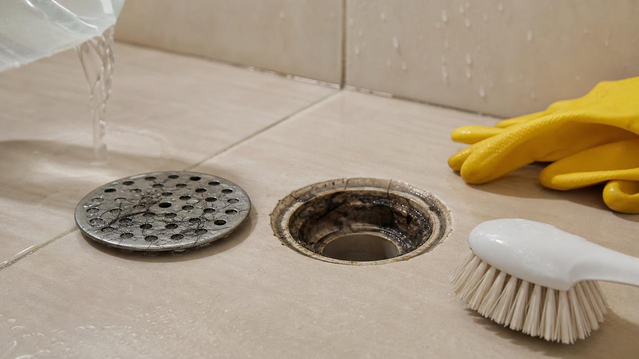 Retirar cabelos e lodo visível é essencial contra biofilme no box.