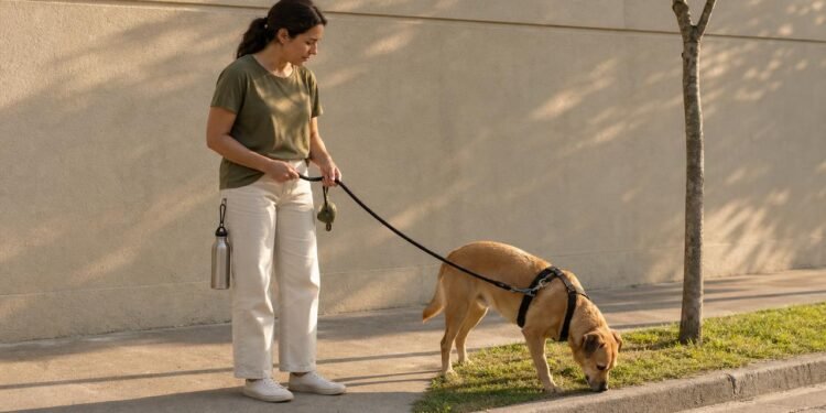 Passeio com exploração e guia frouxa reduz a tensão para tutor e cão