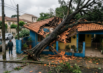 Uma árvore de grande porte plantada no jardim de uma casa tombou durante vendaval e atingiu o telhado da residência contígua destruindo a caixa-d'água. Embora o dono alegasse motivo de força maior, a perícia constatou falta de poda e laudo anterior da prefeitura apontando risco, condenando-o ao ressarcimento integral dos reparos. 