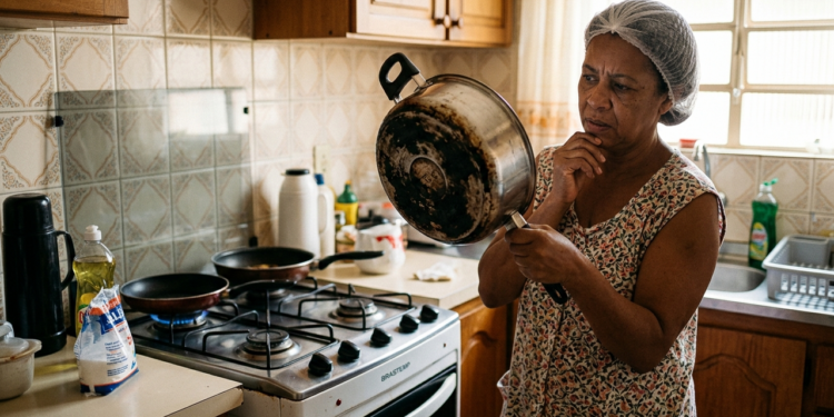 Uma das bocas do meu fogão começou a deixar o fundo das panelas preto: limpar a panela não resolvia porque o problema acontecia antes da comida chegar ao fogo