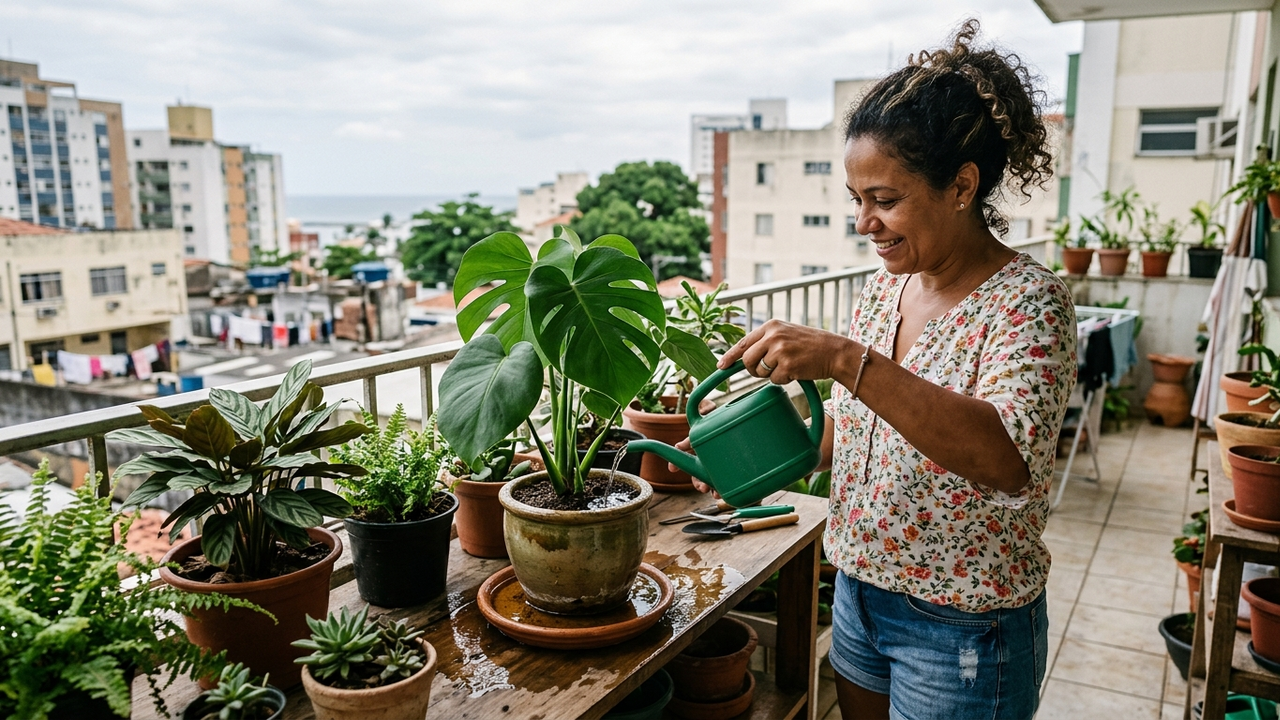 A terra dos meus vasos formava uma camada dura poucos dias depois de regar: colocar mais água estava piorando uma parte do problema