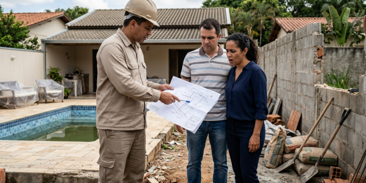 Casal paga R$ 720 mil por casa com piscina e, durante a primeira grande reforma, descobre que parte da construção avança sobre o terreno vizinho
